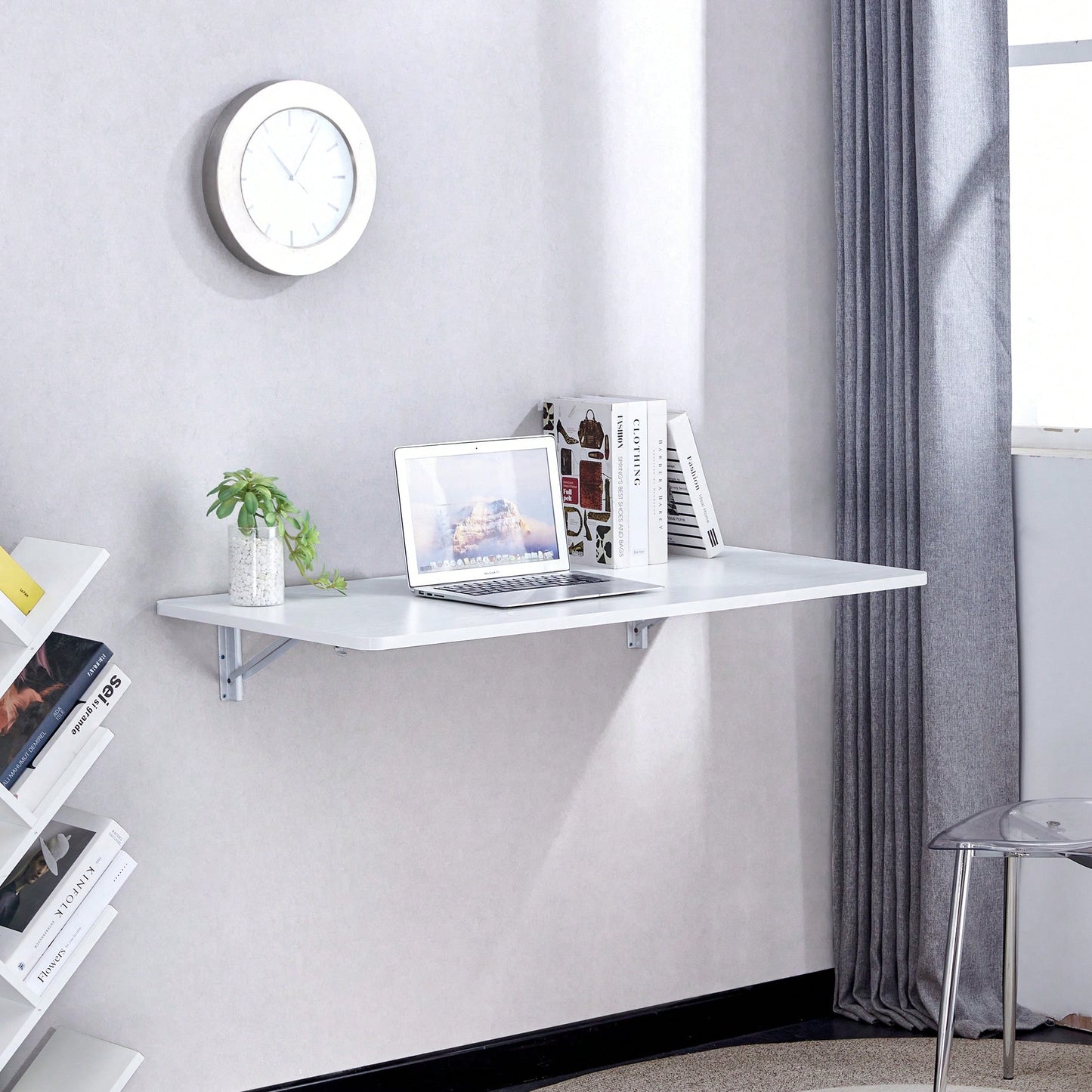 Space-Saving Wall Mounted Folding Table For Laundry Room, Home Office, Kitchen, Garage, And Dining Room