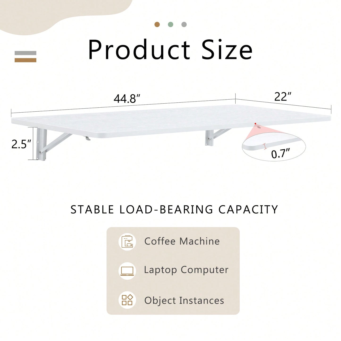 Space-Saving Wall Mounted Folding Table For Laundry Room, Home Office, Kitchen, Garage, And Dining Room