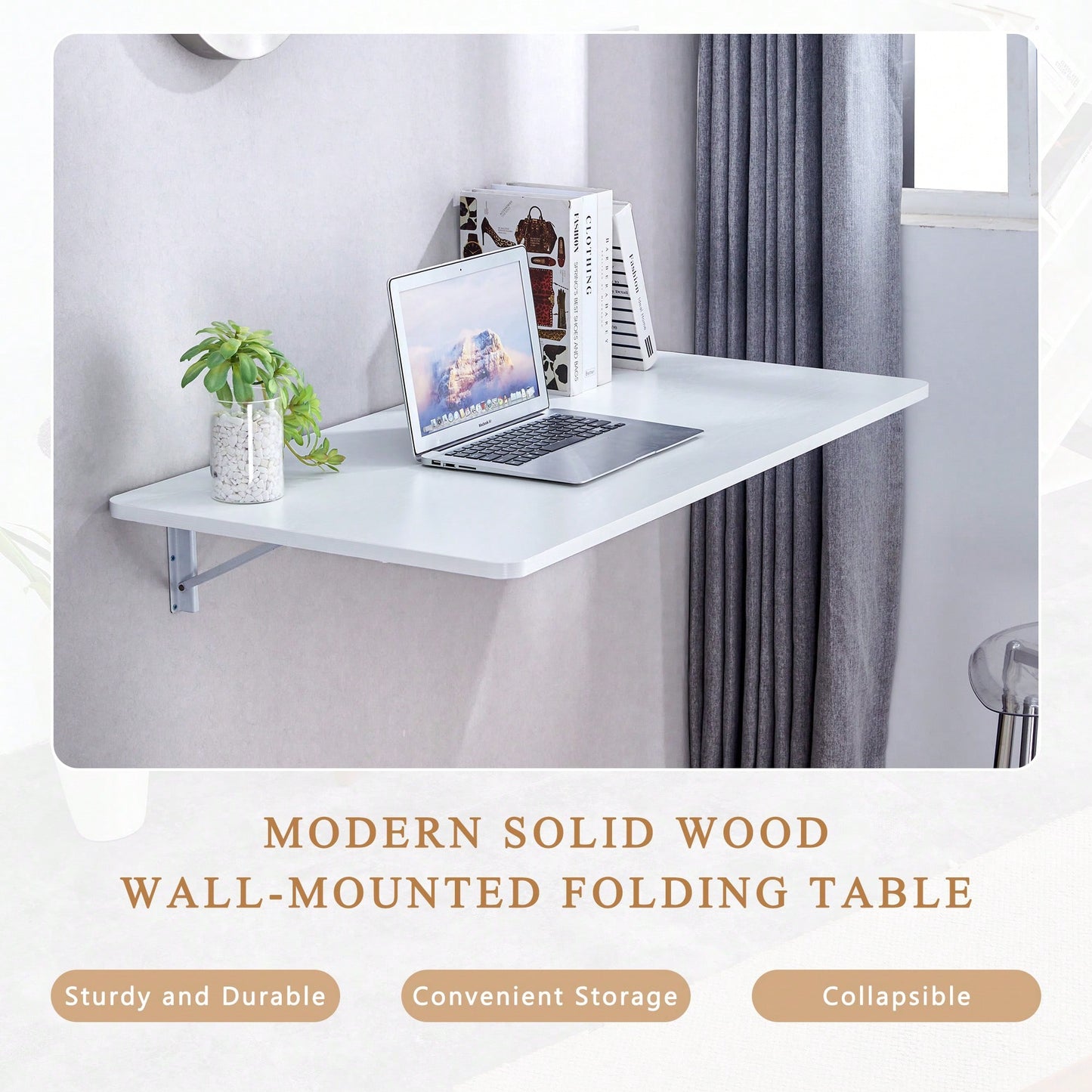 Space-Saving Wall Mounted Folding Table For Laundry Room, Home Office, Kitchen, Garage, And Dining Room
