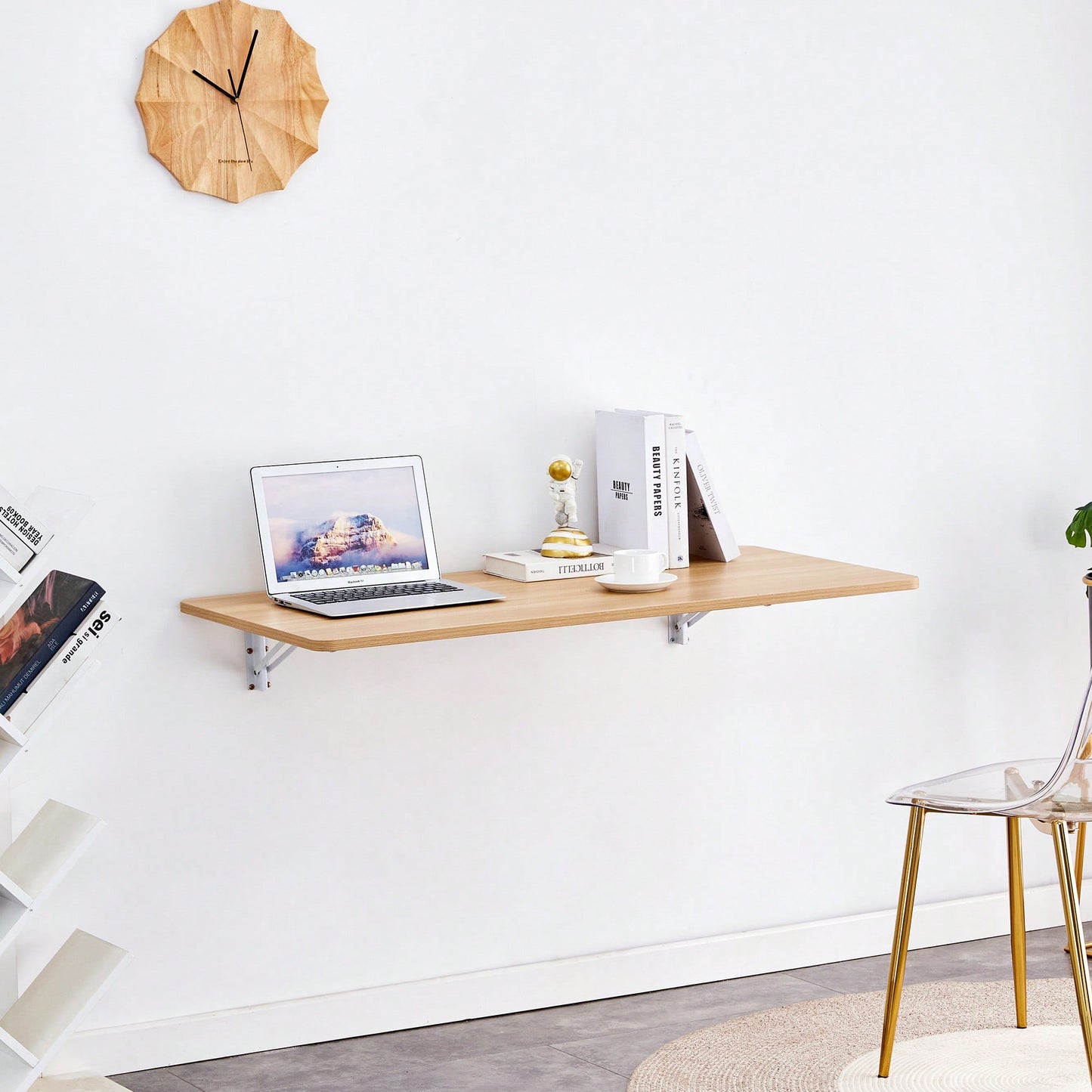 Space-Saving Wall Mounted Folding Table For Laundry Room, Home Office, Kitchen, Garage, And Dining Room