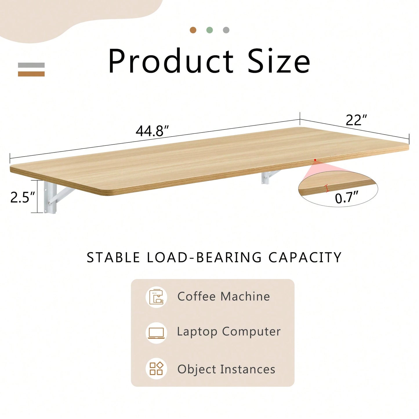 Space-Saving Wall Mounted Folding Table For Laundry Room, Home Office, Kitchen, Garage, And Dining Room