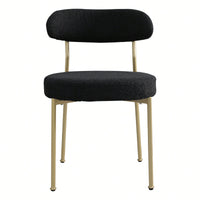 Curved Backrest Upholstered Dining Chairs With Gold Metal Legs Set Of 2 Black