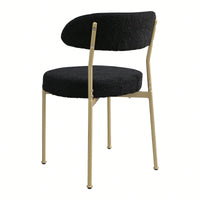 Curved Backrest Upholstered Dining Chairs With Gold Metal Legs Set Of 2 Black