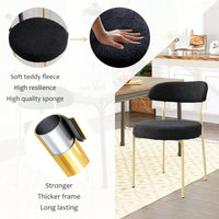 Curved Backrest Upholstered Dining Chairs With Gold Metal Legs Set Of 2 Black