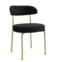Curved Backrest Upholstered Dining Chairs With Gold Metal Legs Set Of 2 Black