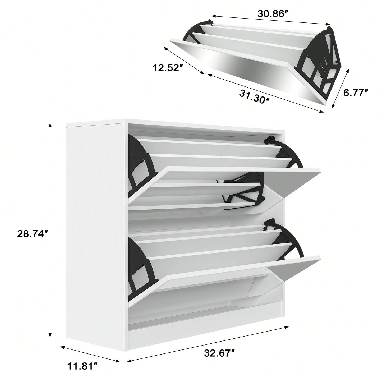 Stylish 2 Tier Shoe Storage Cabinet With Drawers For Entryway And Bedroom Flip Door Design