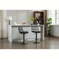Set Of 2 360 Swivel Rattan Bar Stools With Footrest For Kitchen And Dining Room Counter Height Seating