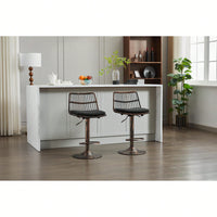 Set Of 2 360 Swivel Rattan Bar Stools With Footrest For Kitchen And Dining Room Counter Height Seating