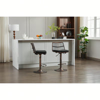 Set Of 2 360 Swivel Rattan Bar Stools With Footrest For Kitchen And Dining Room Counter Height Seating