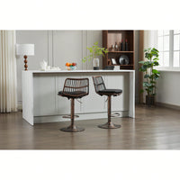 Set Of 2 360 Swivel Rattan Bar Stools With Footrest For Kitchen And Dining Room Counter Height Seating