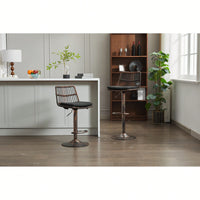 Set Of 2 360 Swivel Rattan Bar Stools With Footrest For Kitchen And Dining Room Counter Height Seating