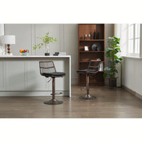 Set Of 2 360 Swivel Rattan Bar Stools With Footrest For Kitchen And Dining Room Counter Height Seating