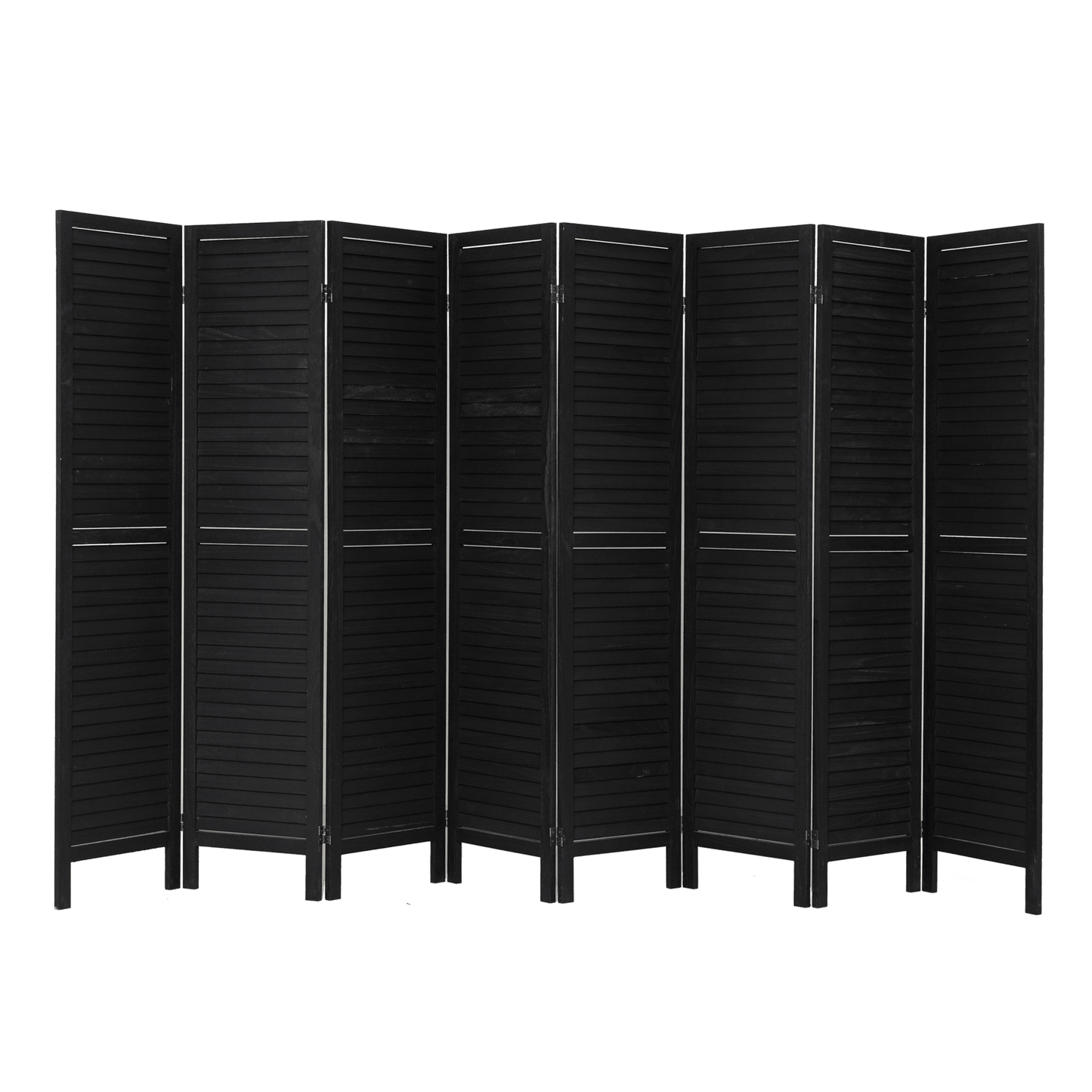 8 Panel Folding Room Divider Privacy Screen 5.6Ft Tall Freestanding Louvered Wood Divider For Home Office Bedroom Restaurant Black