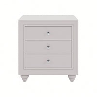 Modern 3 Drawer Nightstand Cream Grey Bedside Table End Table For Bedroom Living Room