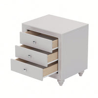 Modern 3 Drawer Nightstand Cream Grey Bedside Table End Table For Bedroom Living Room