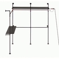 Heavy Duty Industrial Pipe Clothing Rack With LED Lights And Shelves For Walk-In Closet System 118.3 Inch Black Garment Rack