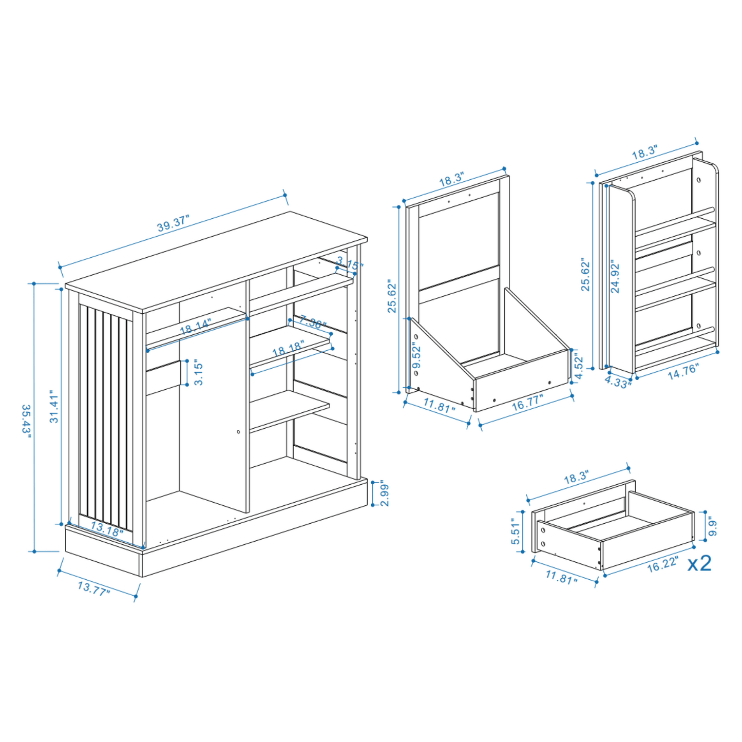 Stylish Kitchen Trash Can Storage Cabinet With 2 Drawers Tilt Out Design And 1 Door With Shelves For Kitchen Dining Room Living Room White