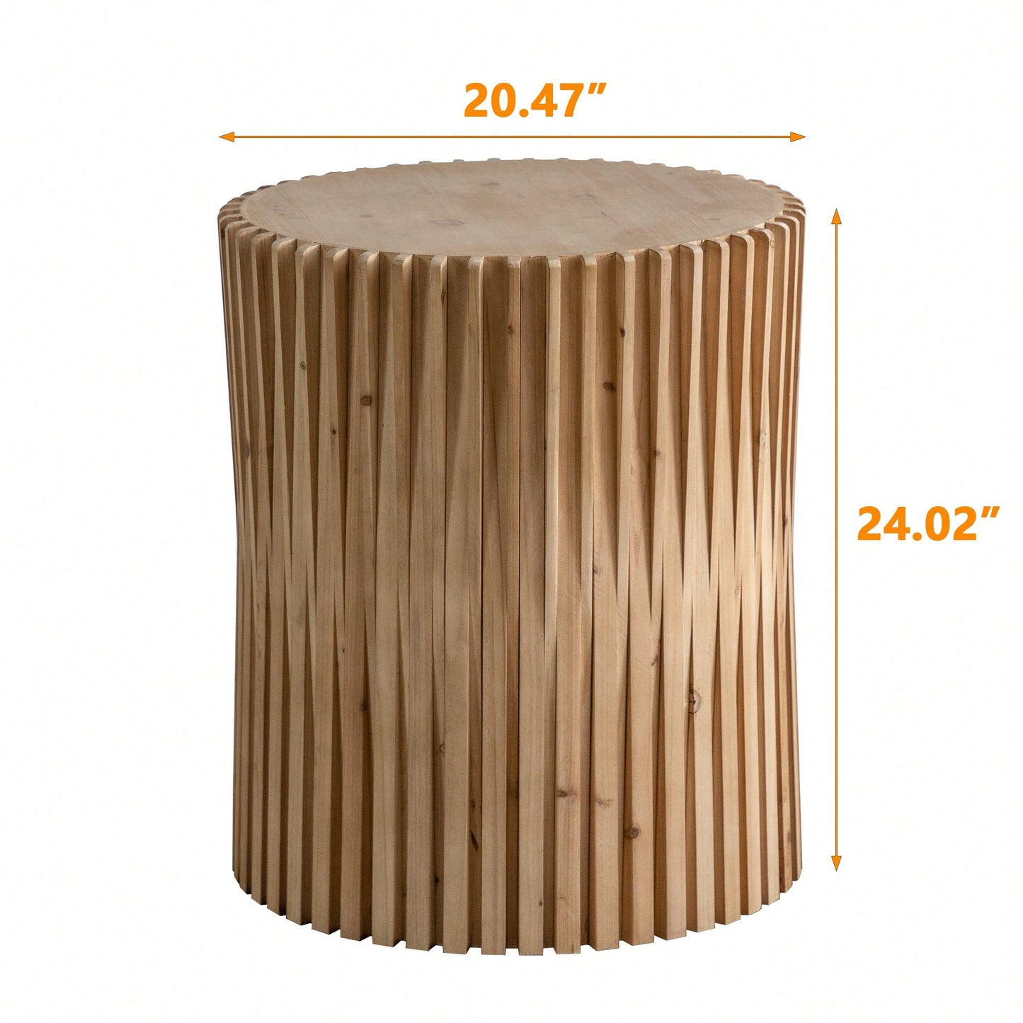 Retro Cylindrical Side Table With Vertical Texture Relief Ideal For Living Room Office Or Dining Room