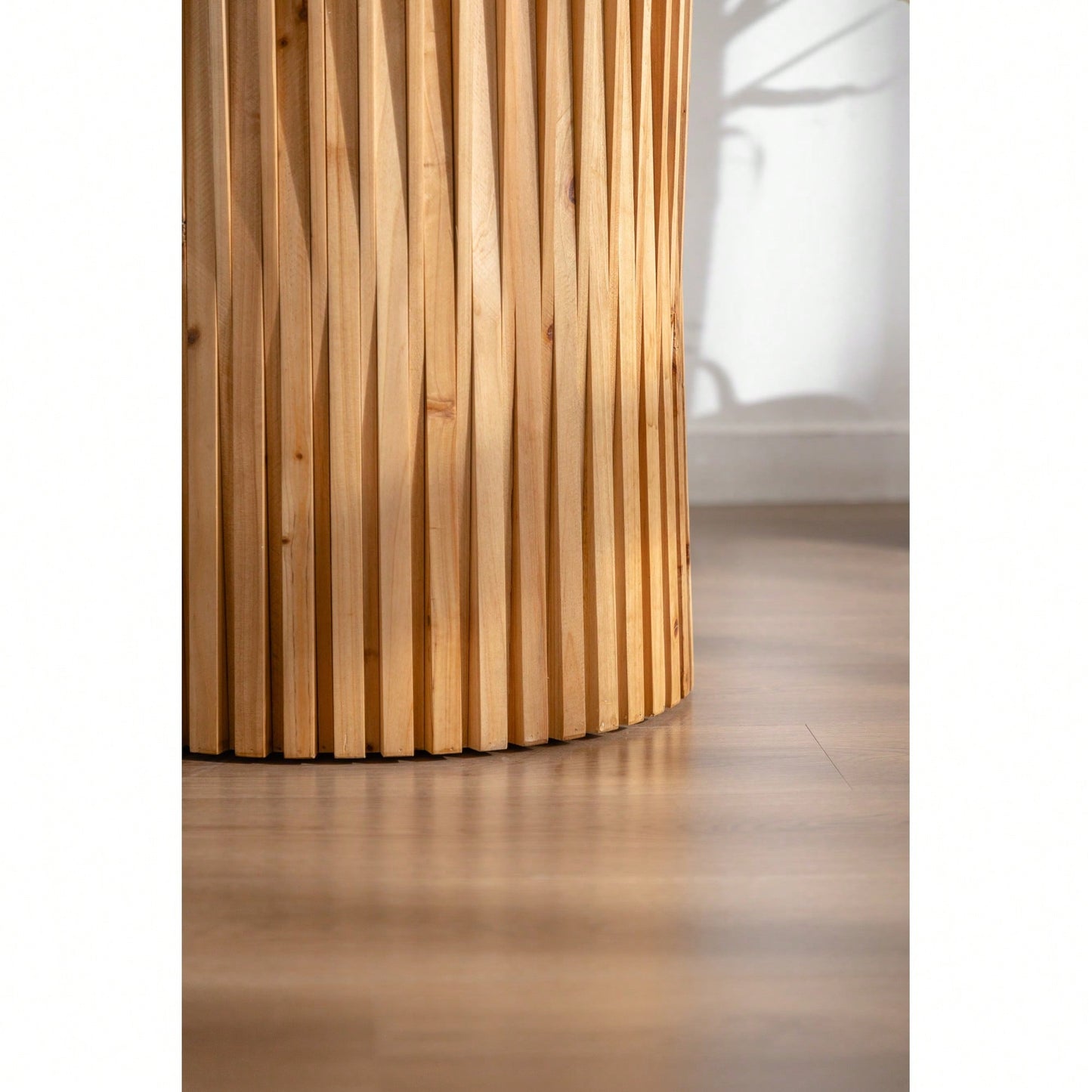 Retro Cylindrical Side Table With Vertical Texture Relief Ideal For Living Room Office Or Dining Room