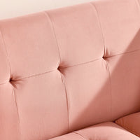 Mid Century Modern Button Tufted Pink Loveseat Sofa For Living Room And Bedroom Easy To Install Upholstered Small Couch