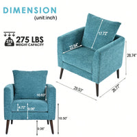 Teal Boucle Accent Chair With Solid Wood Legs And Padded Waist Pillow For Living Room Bedroom Study Or Waiting Room