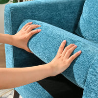 Teal Boucle Accent Chair With Solid Wood Legs And Padded Waist Pillow For Living Room Bedroom Study Or Waiting Room