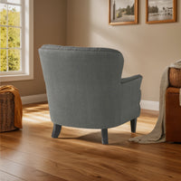 Stylish Light Grey Upholstered Club Chair And Ottoman Set For Modern Living Room Comfort And Elegance