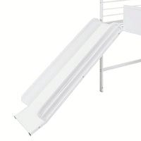 Twin Size Metal Loft Bed With Slide And Double-Sided Writable Wooden Board In White