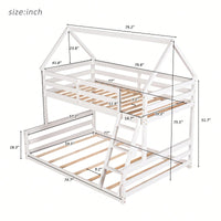 Gray Twin Over Full House Bunk Bed With Built-In Ladder For Space Saving And Stylish Bedroom Decor
