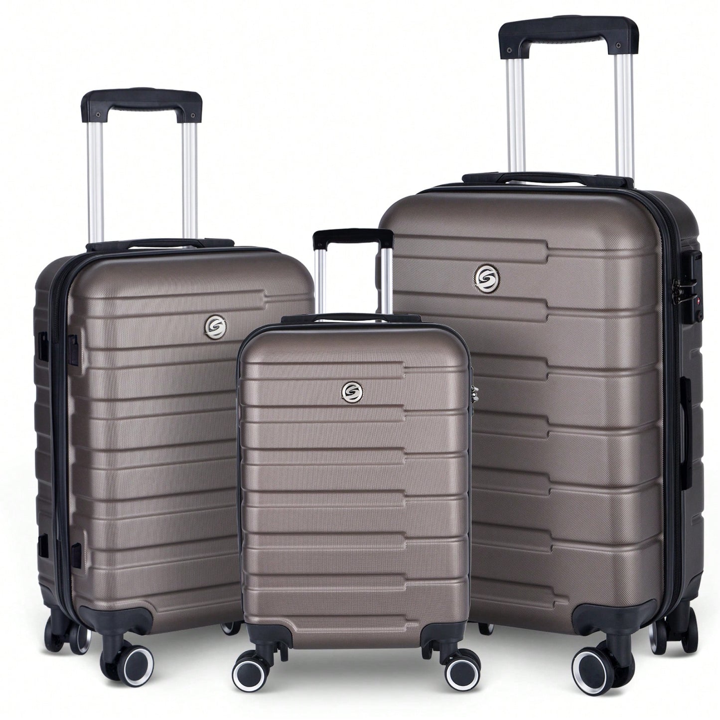 Hardshell 3 Piece Luggage Set With Spinner Wheels 20 24 28 Inch Carry-On Suitcases