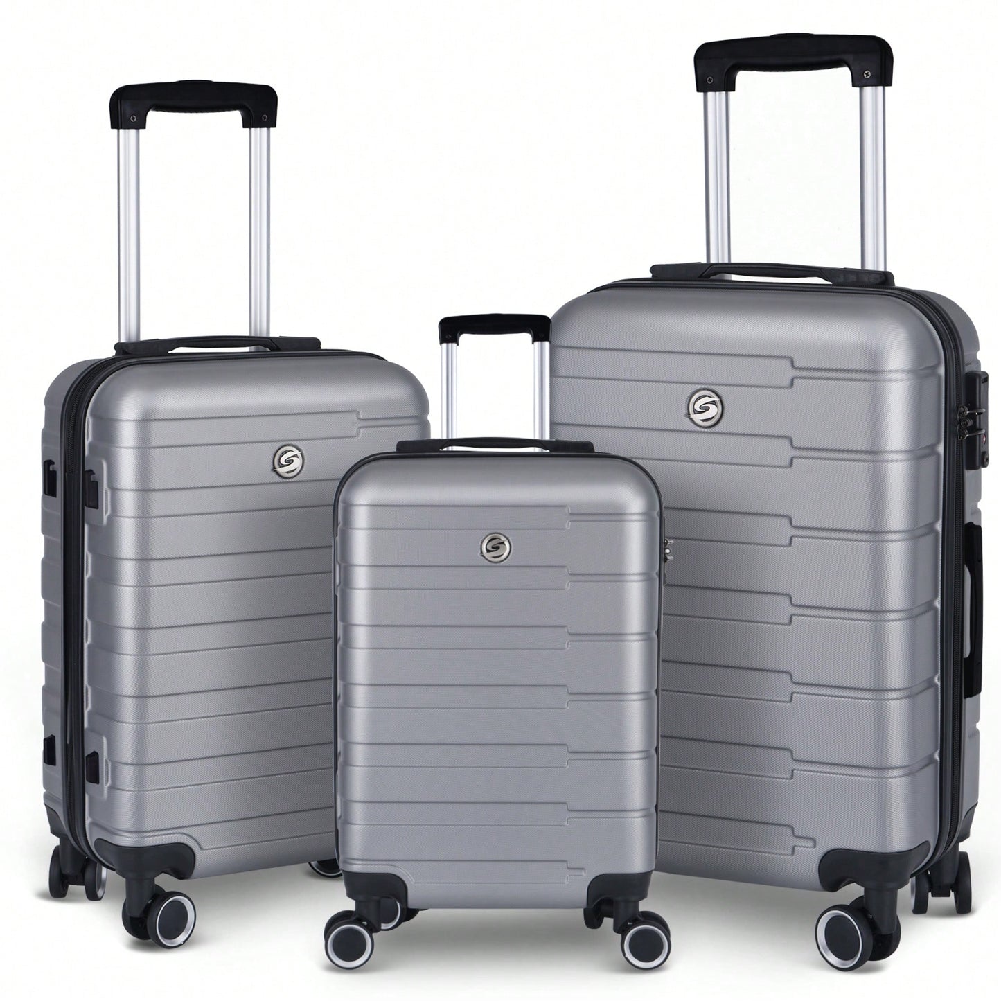 Hardshell 3 Piece Luggage Set With Spinner Wheels 20 24 28 Inch Carry-On Suitcases