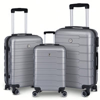 Hardshell 3 Piece Luggage Set With Spinner Wheels 20 24 28 Inch Carry-On Suitcases