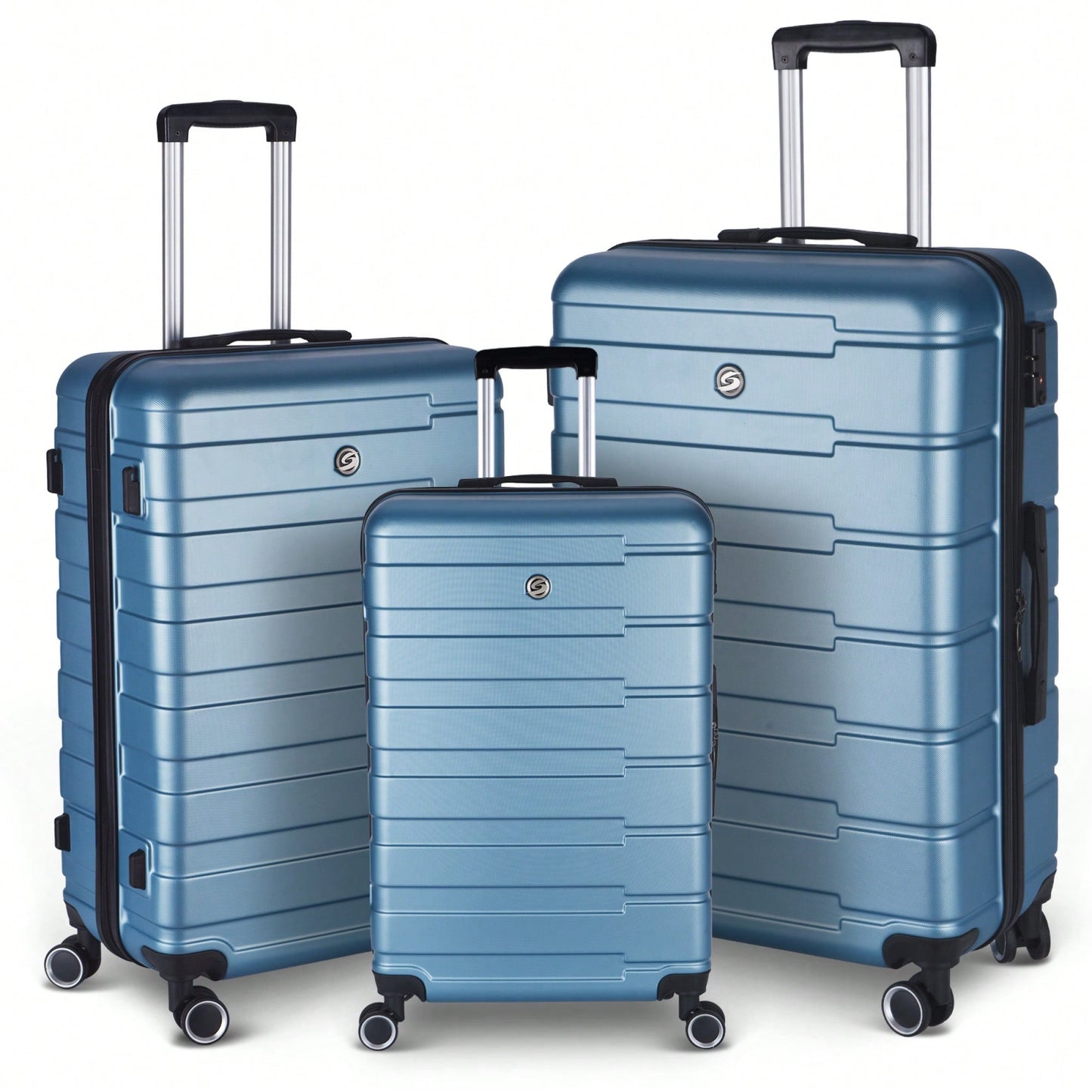 Hardshell 3 Piece Luggage Set With Spinner Wheels 20 24 28 Inch Carry-On Suitcases