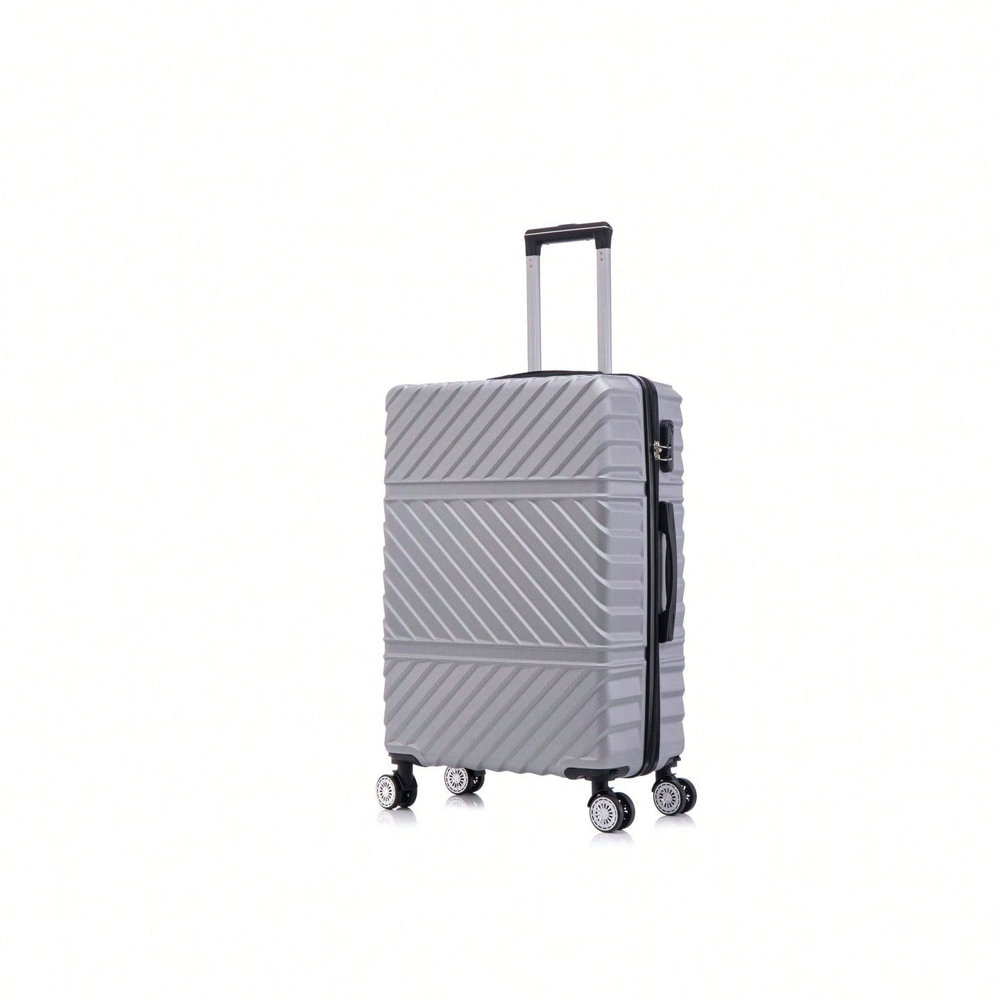 Lightweight 3-Piece Travel Suitcase Set With Wheels And Password Lock Business Carry-On Luggage Silver Gray 20 24 28 Inches