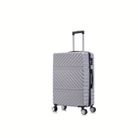 Lightweight 3-Piece Travel Suitcase Set With Wheels And Password Lock Business Carry-On Luggage Silver Gray 20 24 28 Inches