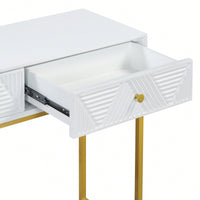Sleek Modern Console Table With Two Drawers And Stripe Design For Living Room And Entryway In Black