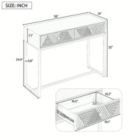 Sleek Modern Console Table With Two Drawers And Stripe Design For Living Room And Entryway In Black