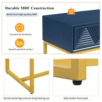 Sleek Modern Console Table With Two Drawers And Stripe Design For Living Room And Entryway In Black