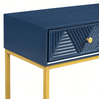 Sleek Modern Console Table With Two Drawers And Stripe Design For Living Room And Entryway In Black