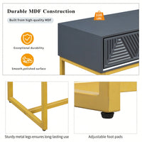 Sleek Modern Console Table With Two Drawers And Stripe Design For Living Room And Entryway In Black