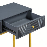 Sleek Modern Console Table With Two Drawers And Stripe Design For Living Room And Entryway In Black