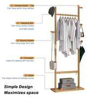 Solid Wood Coat Rack Hanger 23.6x11x64.1in Friendly Easy Assembly Stylish For Bedroom Entrance Living Room