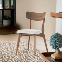 Mid-Century Modern Walnut Frame Upholstered Dining Chairs Set Of 2 In Dark Grey