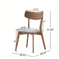 Mid-Century Modern Walnut Frame Upholstered Dining Chairs Set Of 2 In Dark Grey