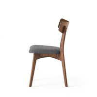 Mid-Century Modern Walnut Frame Upholstered Dining Chairs Set Of 2 In Dark Grey