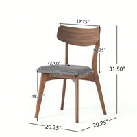 Mid-Century Modern Walnut Frame Upholstered Dining Chairs Set Of 2 In Dark Grey