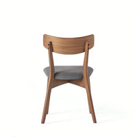 Mid-Century Modern Walnut Frame Upholstered Dining Chairs Set Of 2 In Dark Grey