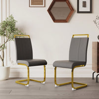 Modern High Back PU Faux Leather Dining Chairs with Golden C-Shaped Legs Set of 2 for Kitchen Dining Room Office Patio White