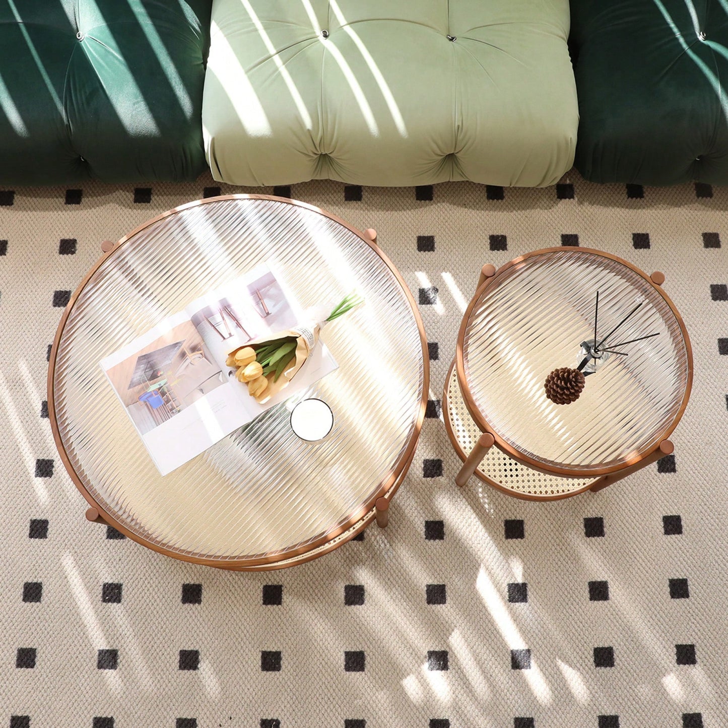 Stylish Nesting Round Wooden Coffee Table Set For Modern Farmhouse Living Room And Bedroom, Includes 1 End Table