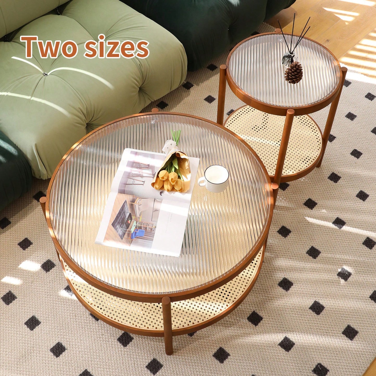 Stylish Nesting Round Wooden Coffee Table Set For Modern Farmhouse Living Room And Bedroom, Includes 1 End Table